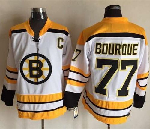 CCM Throwback Bruins #77 Ray Bourque White Stitched NHL Jersey